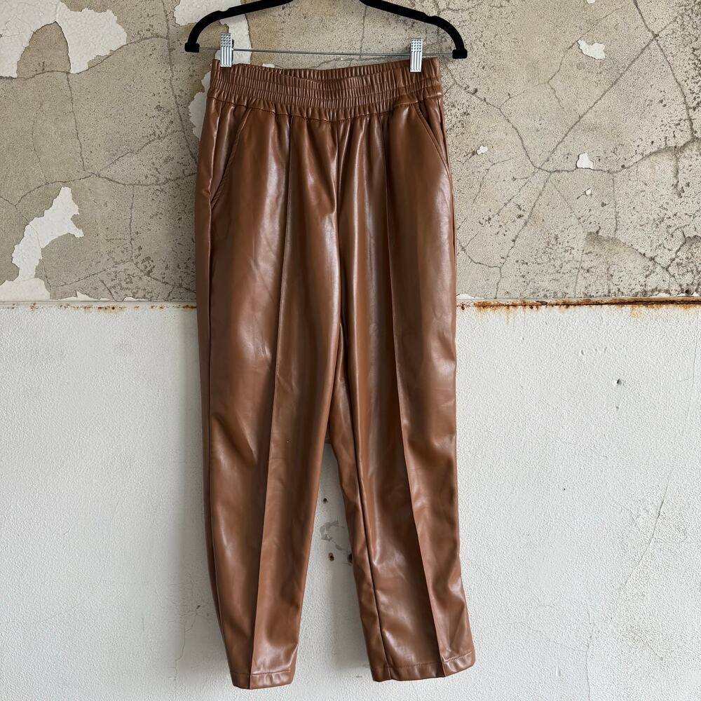 Faux Leather Pants Maison‎ d'Amelie Anthropologie Cognac Trousers Womens 6 Chic